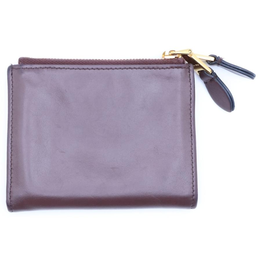 ミュウミュウ コンパクトウォレット  【Aランク】【中古】 中古・古着通販】MIU MIU (ミュウミュウ) レザーコンパクトウォレット
