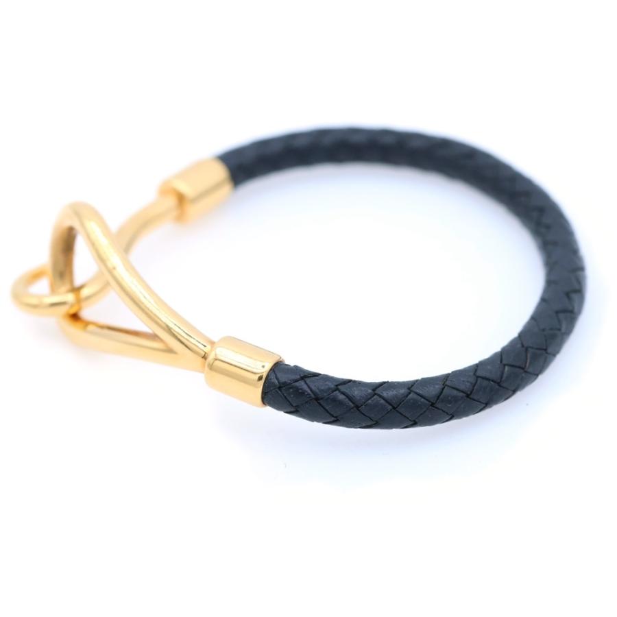 HERMES ジャンボブレスレット レザー ブラック ゴールド金具 HERMES（エルメス） ジャンボブレスレット レザー GP ブラック