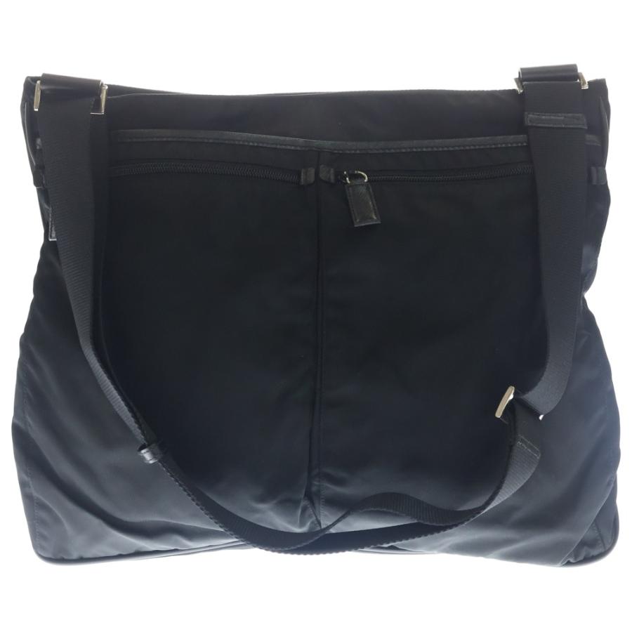 PRADA 三角ロゴプレート サフィアーノレザー ナイロン ブラック ショルダー 中古・古着通販】PRADA (プラダ) 三角ロゴプレート ナイロンショルダー