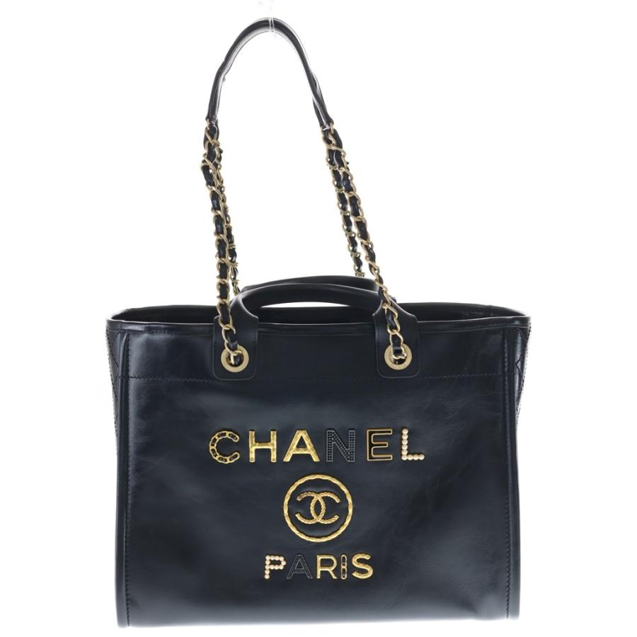 激レア　廃盤品　CHANEL トートバッグ　チェーンショルダー　ギャラ付き CHANEL（シャネル） ドーヴィルMM ココマーク レザー チェーン