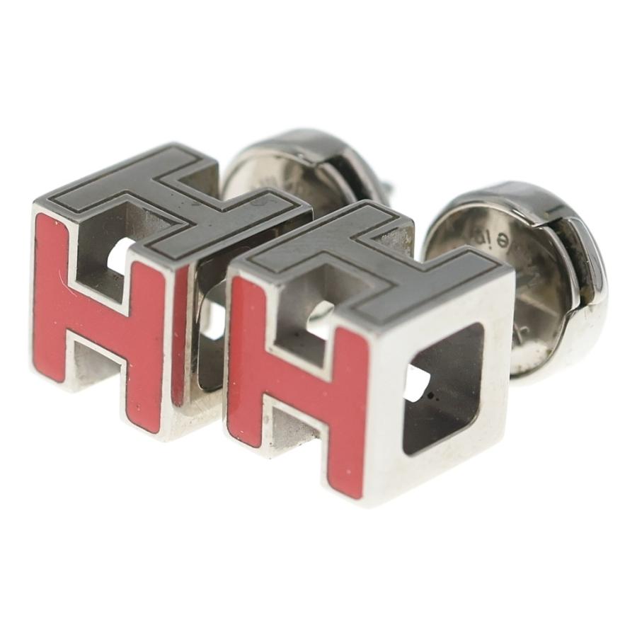 エルメスＨキューブピアス HERMES（エルメス） Hキューブ ピアス ピンク シルバー メタル : BRING