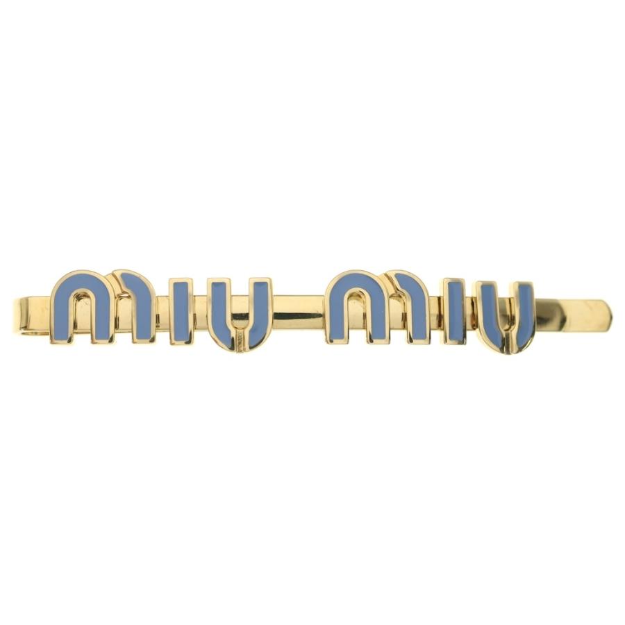 miumiu ミュウミュウ ロゴ ヘアクリップ ヘアピン ゴールド×ライト