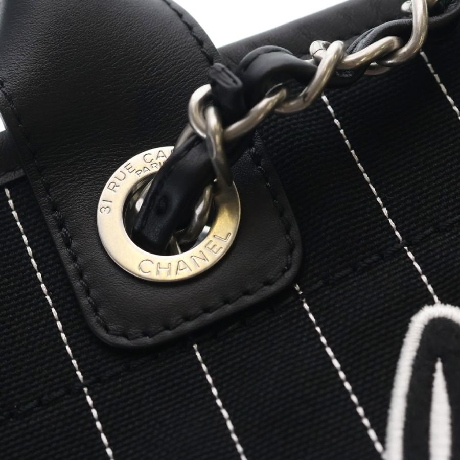 CHANEL（シャネル） ドーヴィルMM キャンバス ロゴ刺繍 トートバッグ