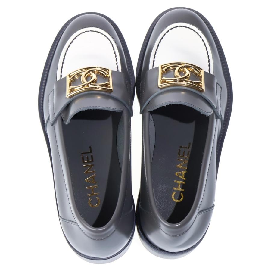 CHANEL（シャネル） ココマーク レザーローカットローファー グレー