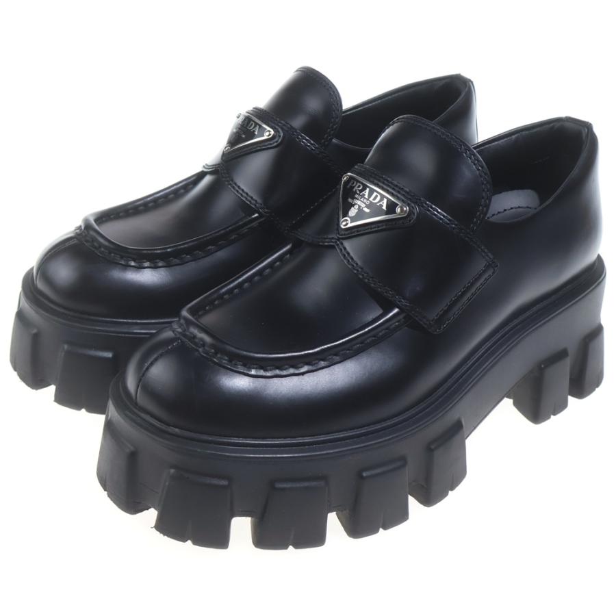 PRADA ブラッシュドレザーモノリスローファー 36 1/2 PRADA（プラダ） Monolith Brushed leather loafers モノリス