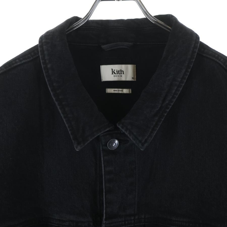 KITH キス ダメージ加工デニムジャケット ジージャン XL ブラック メンズ KITH（キス） コットン デニムジャケット ブラック 24-011-060-0002-7