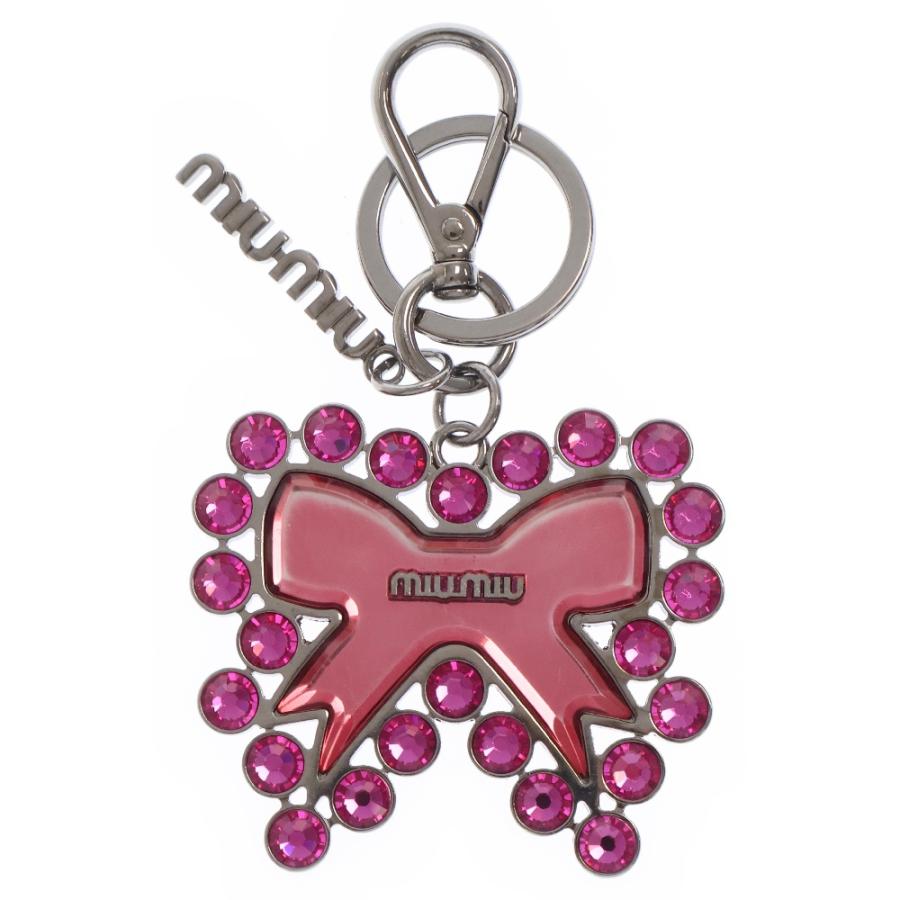 miu miu ピンククリスタルキーホルダー miu miu ハート型キーホルダー