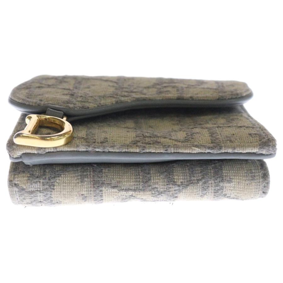 クリスチャンディオール トロッター サドル 三つ折り財布 グレー  
