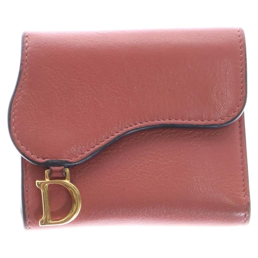 日本限定 Christian Dior 三つ折り財布 レッド ロータスウォレット