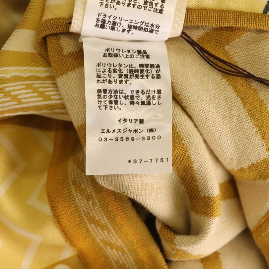 HERMES（エルメス） 23AW 総柄プリント シルク切り替え ウール クルー  