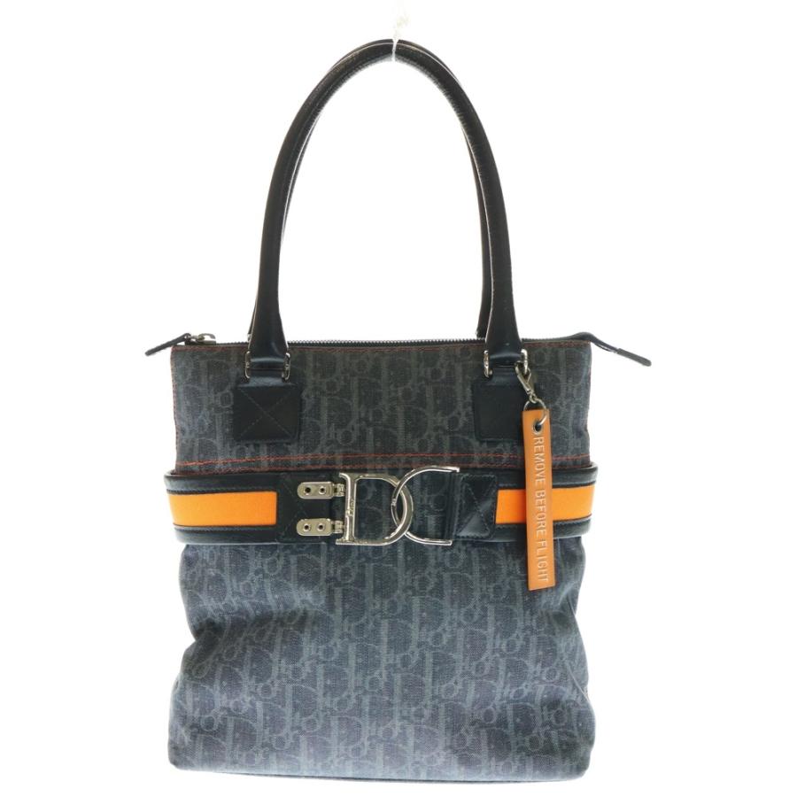 美品 Dior ディオール フライトライン トロッター ネイビー ブラック オレンジ シルバー金具 キャンバス ショルダーバッグ ポシェット レディース 506656 【中古】 Dior - 美品 Dior ディオール フライトライン トロッター ネイビー