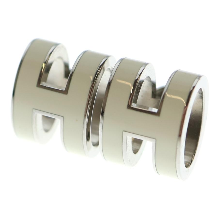 美品HERMES H型ピアス ホワイト/シルバー HERMES（エルメス） ポップアッシュH ピアス シルバー金具 ホワイト