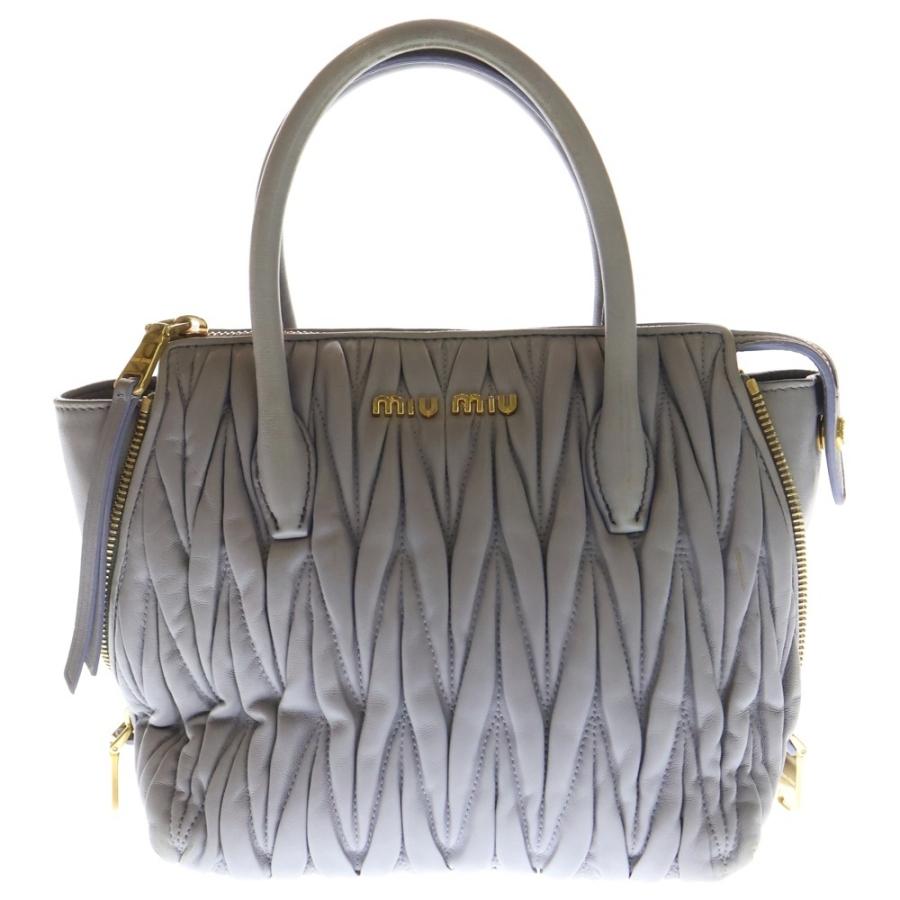miu miu ミュウミュウ マテラッセ ハンドバッグ 金具 グレー miumiu ミュウミュウ マテラッセ 2WAYハンドバッグ ショルダーバッグ