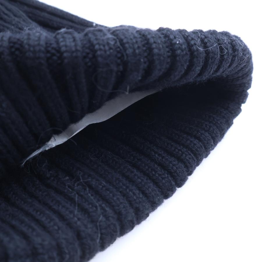 MONCLER モンクレール ロゴワッペン付 フォックス×ウール ニットキャップ 帽子 キッズ ブラックの画像