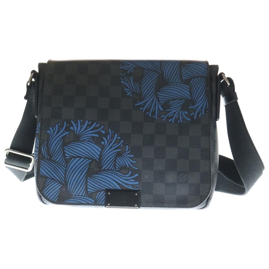 LOUIS VUITTON ルイヴィトン ダミエグラフィット ディストリクトPM ショルダーバッグ ブラック×ブルー PVC N41714 ブラック金具 LOUIS VUITTON（ルイ・ヴィトン） ダミエグラフィット ディストリクト