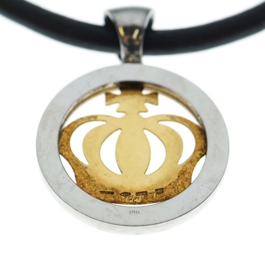 BVLGARI ブルガリ トンドクラウン ペンダント ネックレス チョーカー レザー K18×SS ジュエリー アクセサリー_4