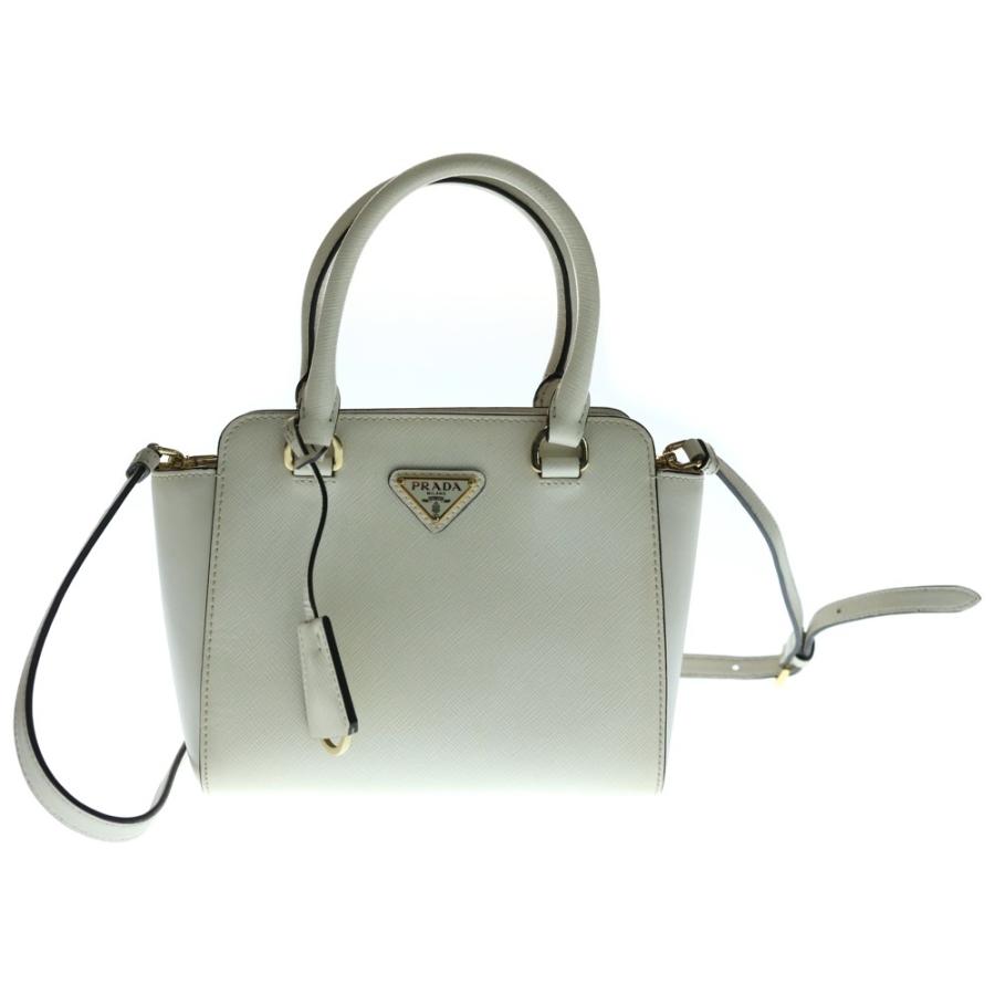 PRADA プラダ 2WAYハンドバッグ ショルダーバッグ ホワイト レザー 1BA380 ゴールド金具 PRADA（プラダ） 2WAYハンドバッグ ショルダーバッグ ホワイト レザー