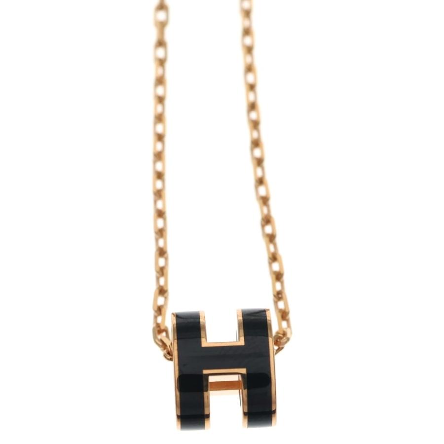 HERMES（エルメス） ミニポップH ネックレス ピンクゴールド×ブラック
