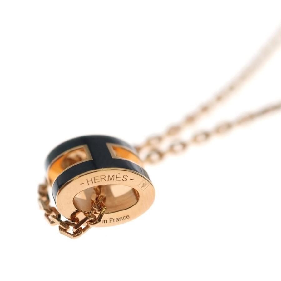 HERMES エルメス　ミニポップHネックレス　黒　×　ピンクゴールド HERMES（エルメス） ミニポップH ネックレス ピンクゴールド×ブラック