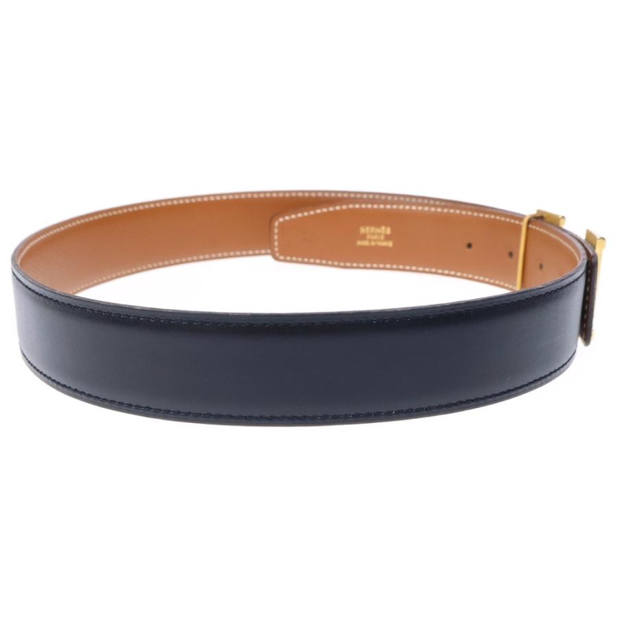 HERMES（エルメス） コンスタンス Hベルト ブラウン×ブラック レザー