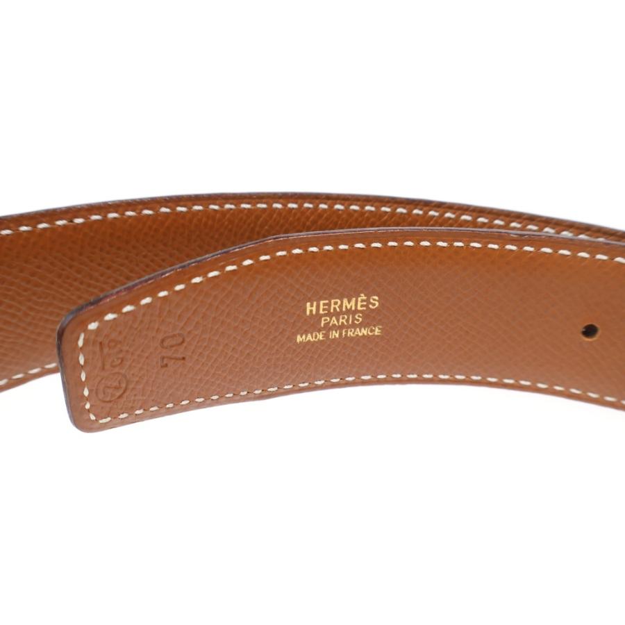 HERMES（エルメス） コンスタンス Hベルト ブラウン×ブラック レザー