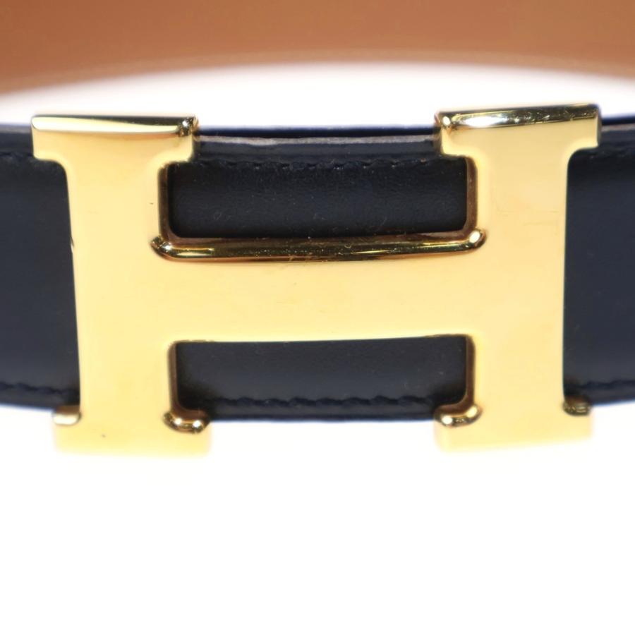 HERMES（エルメス） コンスタンス Hベルト ブラウン×ブラック レザー