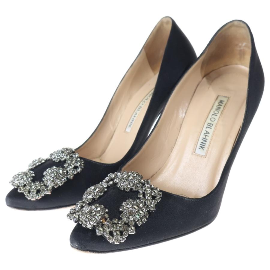 MANOLO BLAHNIK サテンパンプス ビジュー MANOLO BLAHNIK マノロブラニク ビジューバックル サテン ヒール