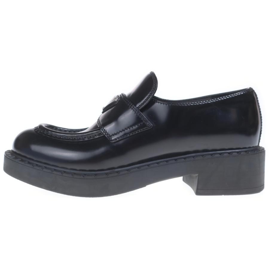 美品　プラダ　チョコレート　厚底　ヒール　トライアングルロゴ　ブラック　34.5 PRADA（プラダ） チョコレート トライアングルロゴプレート レザー