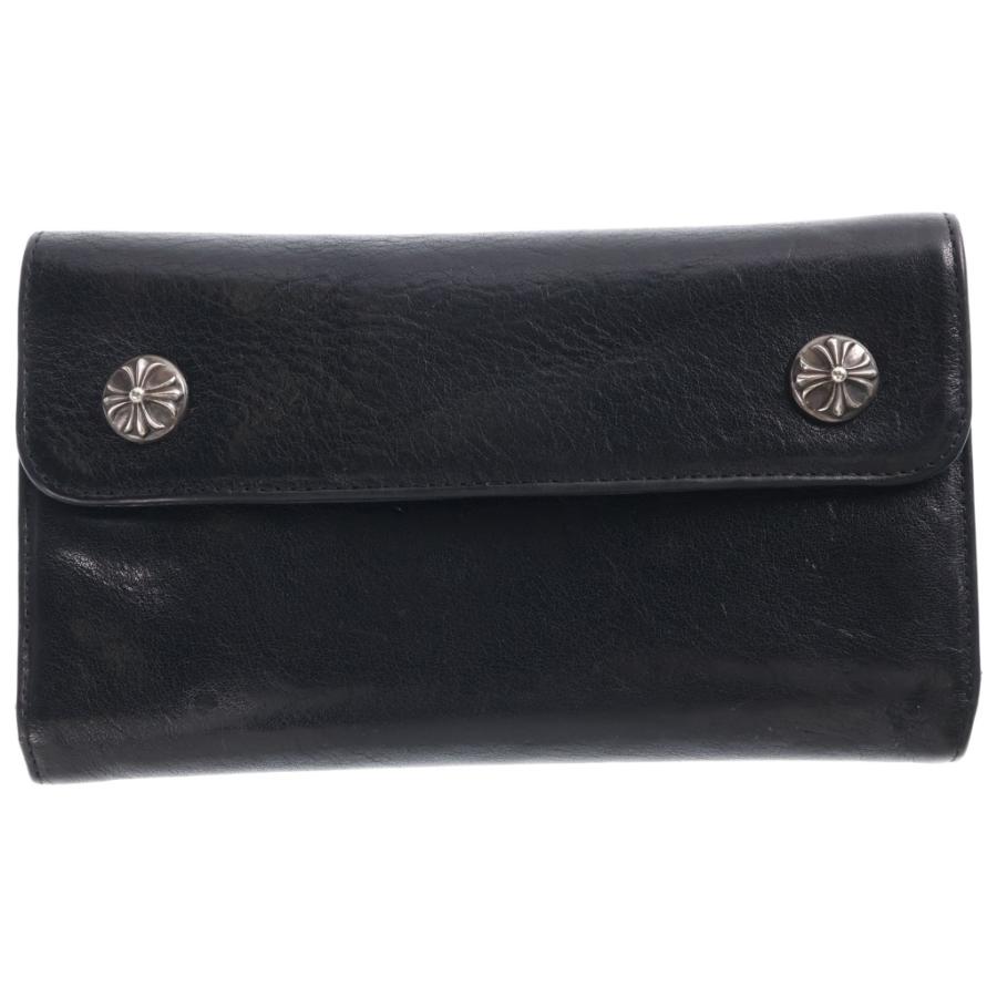 超極美品 クロムハーツ ウェーブ wave クロスボール メンズ 財布 ブラック CHROME HEARTS（クロムハーツ） WAVE CROSS BALL ウェーブ クロス