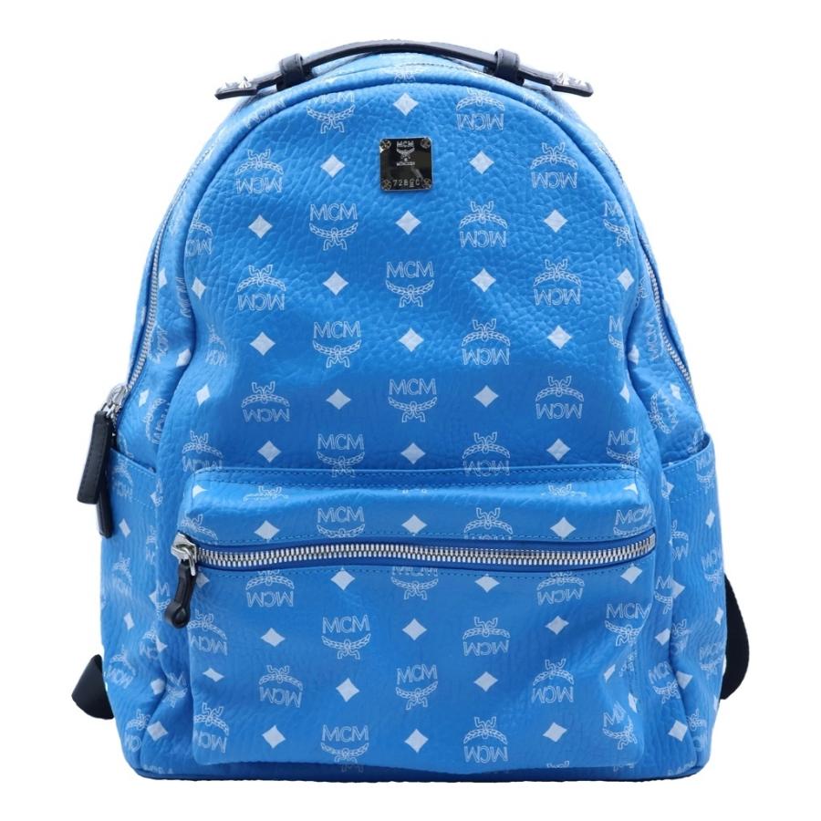美品 MCM エムシーエム ヴィセトス リュック スタッズ レザー ブルー系 MCM（エムシーエム） シー エム スタッズ バックパック リュック