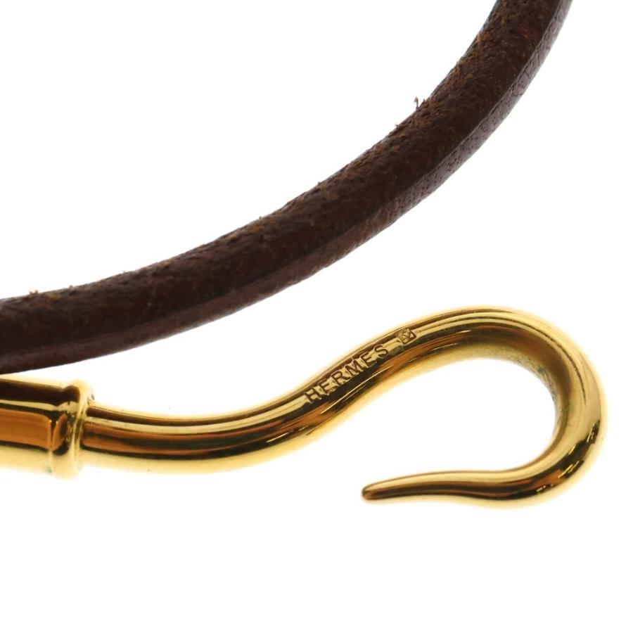 HERMES ゴールドフック レザーブレスレット HERMES（エルメス） ジャンボフック ゴールド ブレスレット