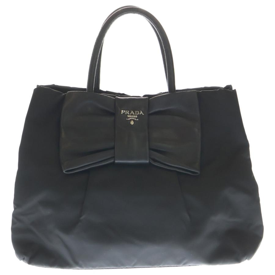 PRADA（プラダ） リボン ハンドバッグ ミニトートバッグ ブラック