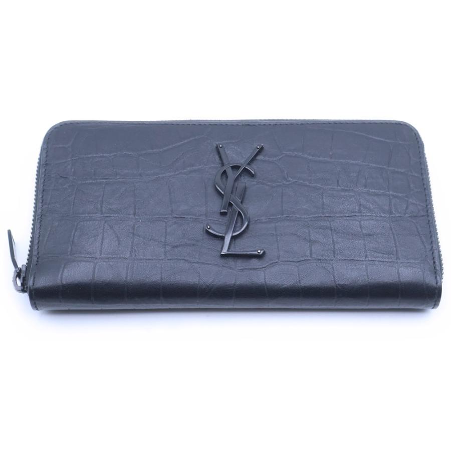 SAINT LAURENT PARIS サンローランパリ クロコ 型押しレザー ロゴ 