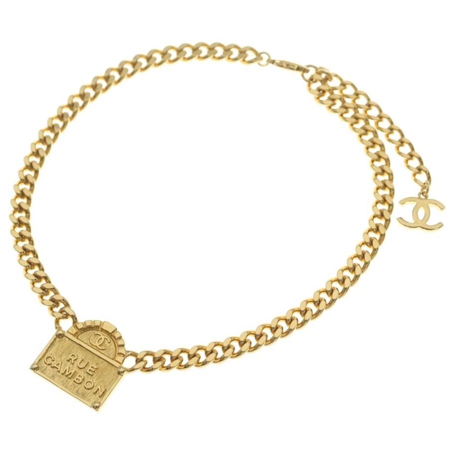 CHANEL（シャネル） RUE CAMBON ロゴ チェーン ネックレス ゴールド