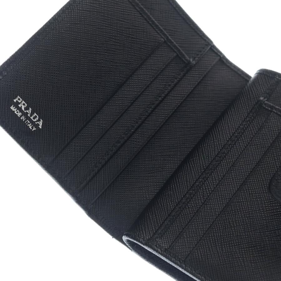 PRADA プラダ コンパクトウォレット 二つ折り財布 ケース ブラック レザー×ナイロン 1ML018 シルバー金具 PRADA（プラダ） コンパクトウォレット 二つ折り財布 コインケース
