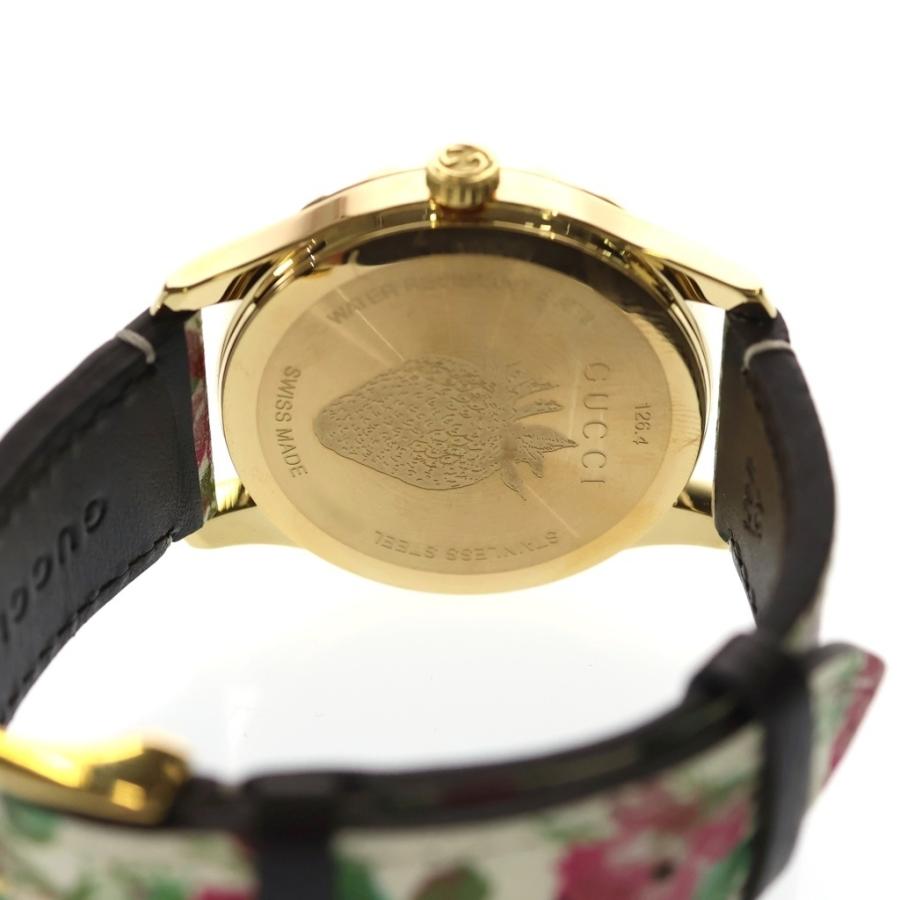 GUCCI（グッチ） Gタイムレス フローラル ロゴ レザーベルト クォーツ 