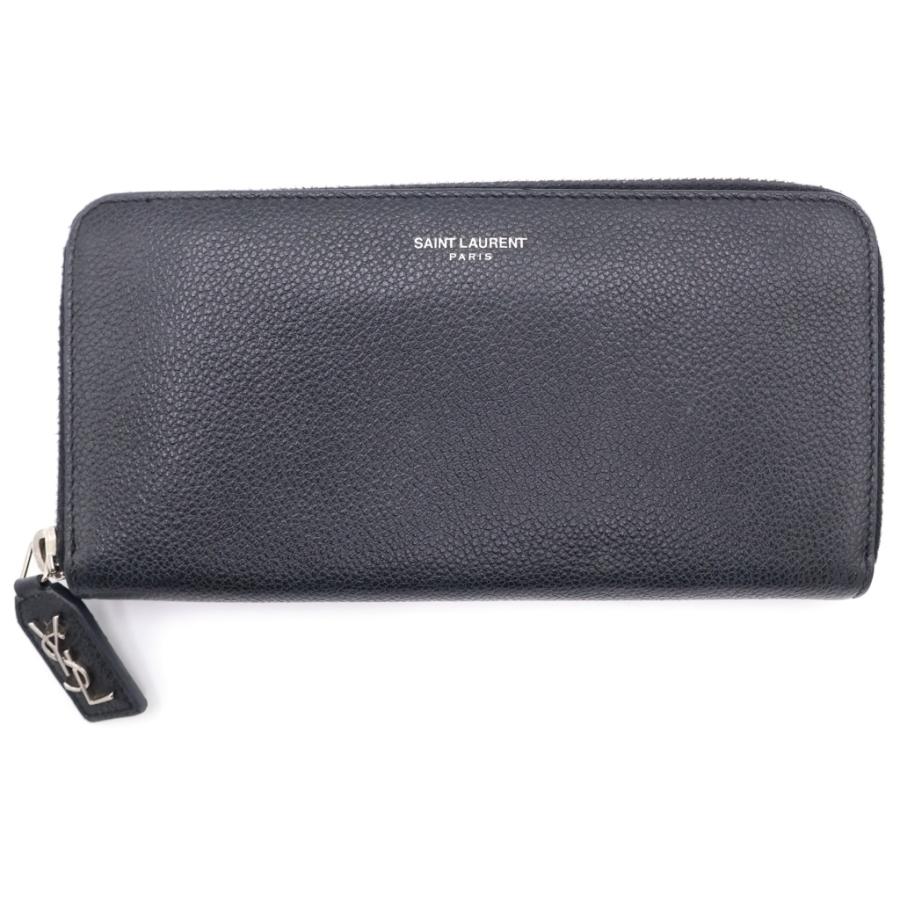 SAINT LAURENT PARIS 長財布 ラウンドファスナー レザー 黒 美品