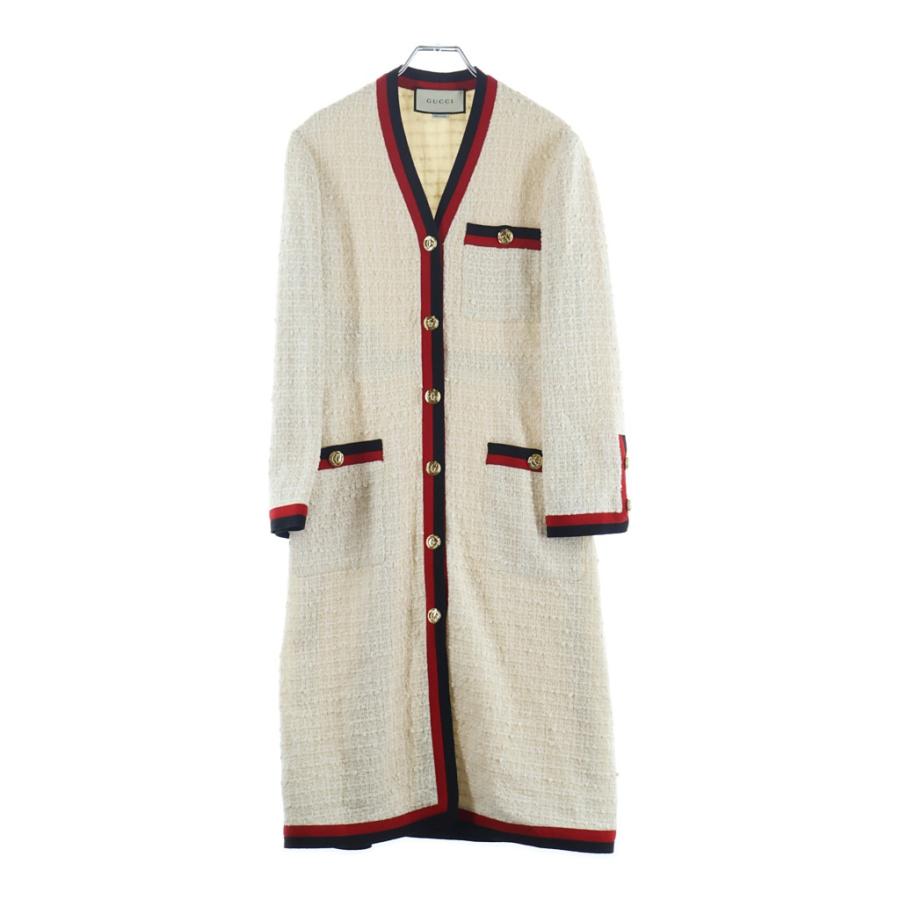 GUCCI Vネック ワンピース GUCCI（グッチ） GGボタン ウェブライン Vネック ツイード ロング