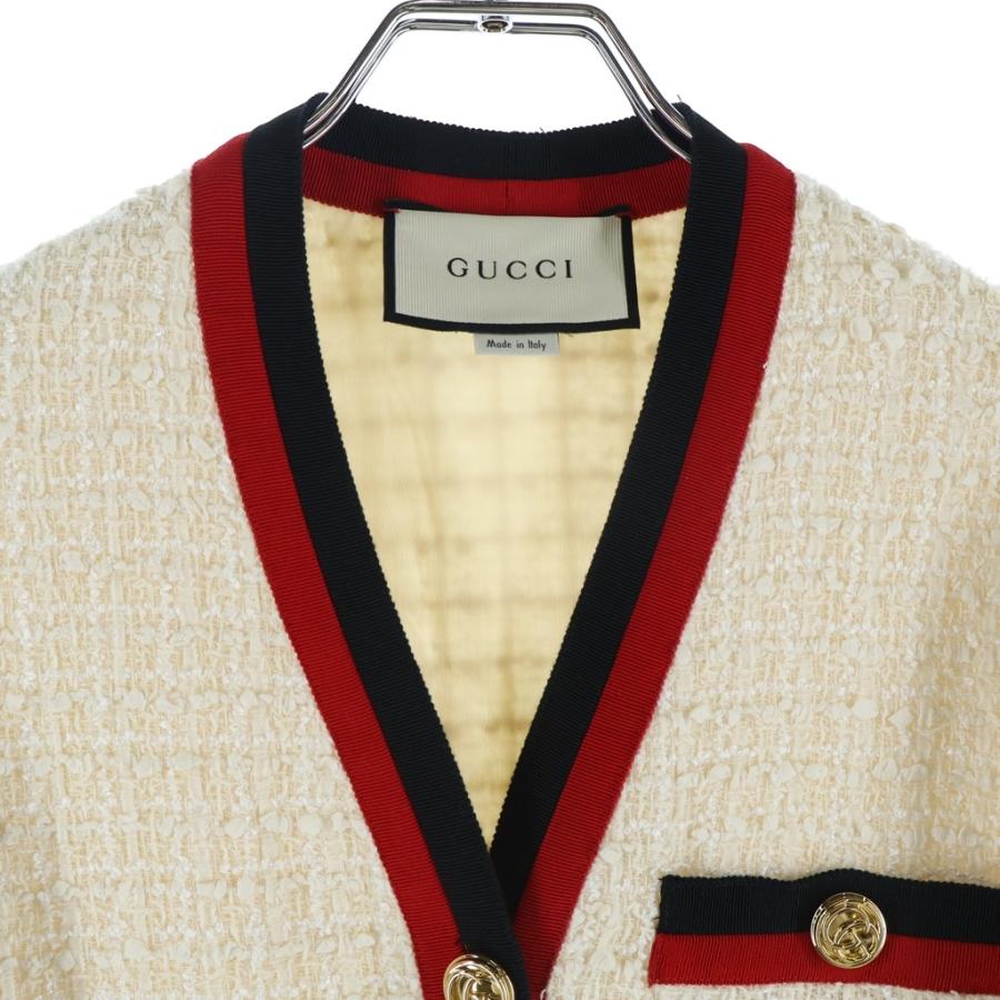 GUCCI Vネック ワンピース GUCCI（グッチ） GGボタン ウェブライン Vネック ツイード ロング