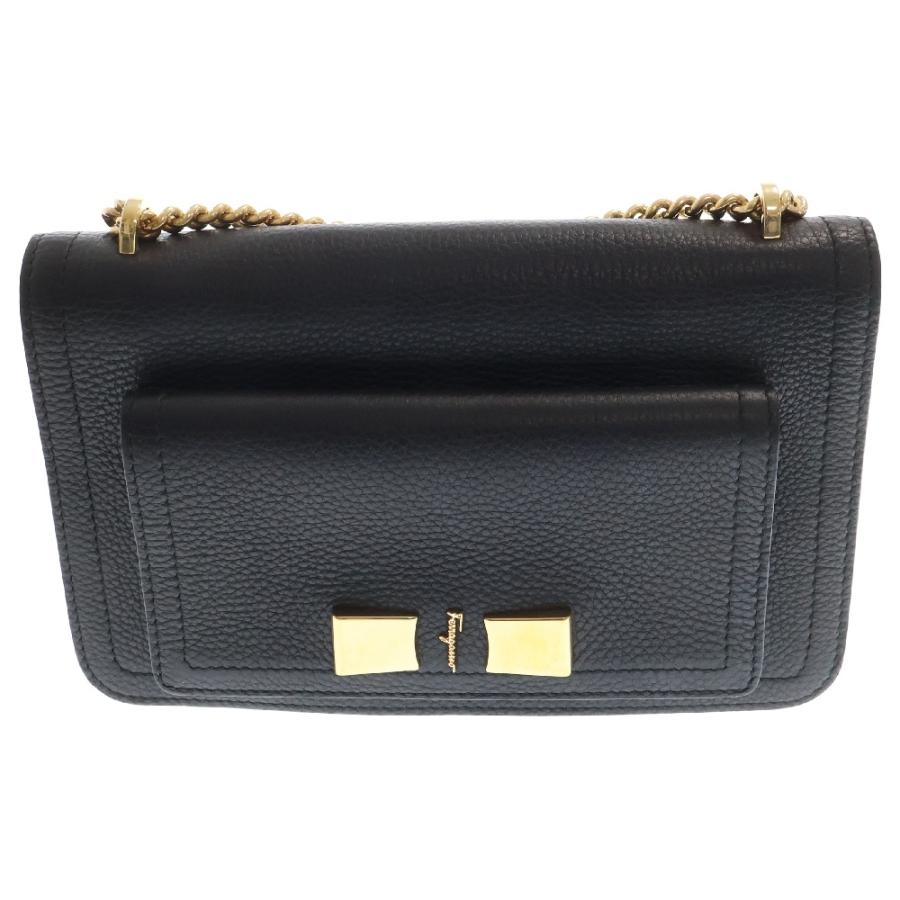 FERRAGAMO フェラガモ VARA ヴァラ リボン レザー チェーンショルダー