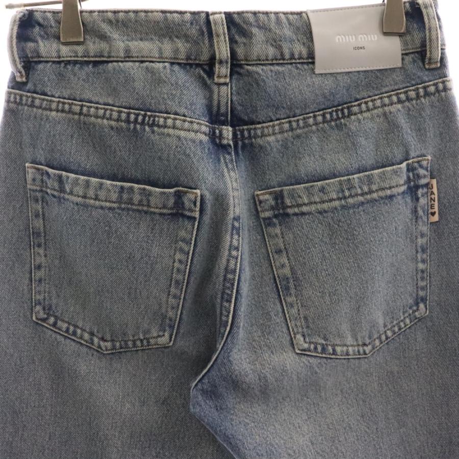 miumiu ミュウミュウ ロゴパッチ付ブーツカットデニムパンツ ジーンズ  
