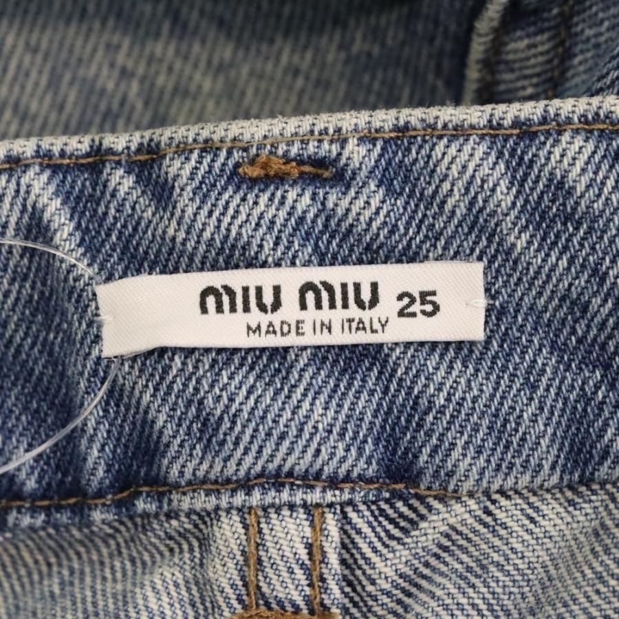 miumiu ミュウミュウ ロゴパッチ付ブーツカットデニムパンツ ジーンズ