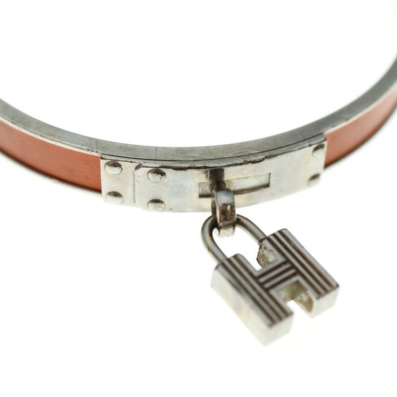 HERMES（エルメス） Hカデナ バングル ブレスレット シルバー×オレンジ