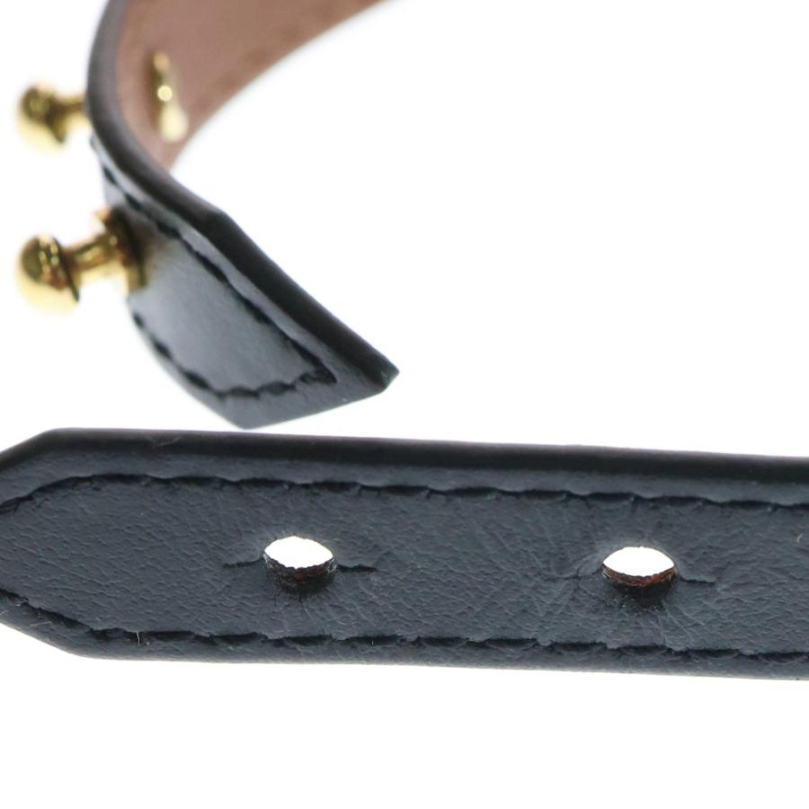 新品未使用　VUITTON ブラックレザー ブレスレット　黒　ゴールド ルイヴィトン LVロゴ ブレスレット ブラック ゴールド