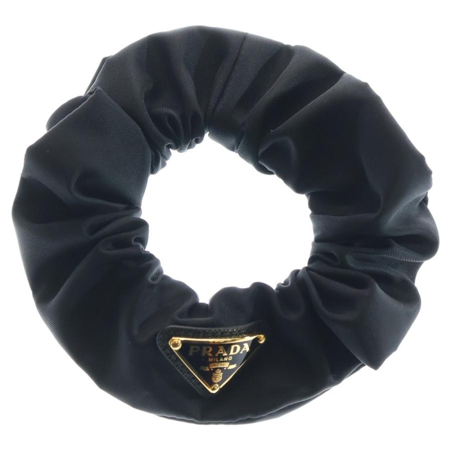 PRADA（プラダ） トライアングルロゴ シュシュ ヘアゴム ブラック