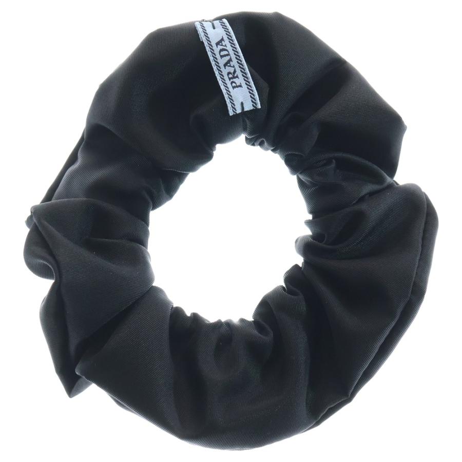 【S】☆PRADA シュシュ ブラック☆ PRADA（プラダ） トライアングルロゴ シュシュ ヘアゴム ブラック