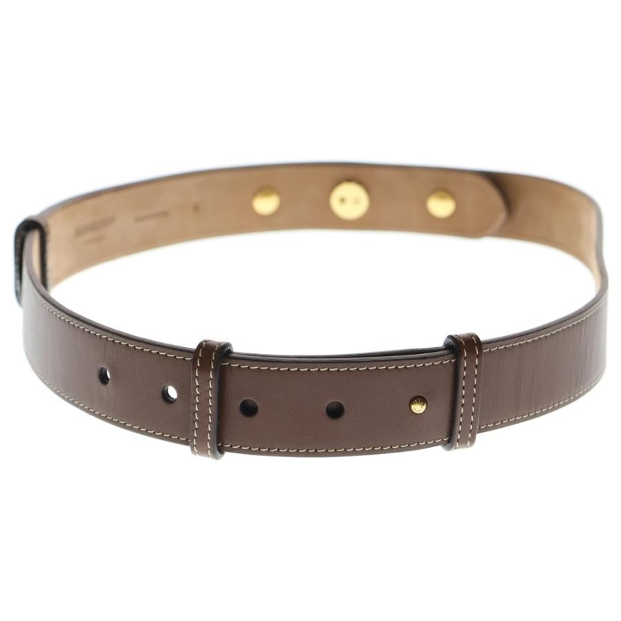 【美品】BURBERRY バーバリー　 ブラウンレザー ベルト BURBERRY（バーバリー） ロゴ スナップボタン レザー ベルト ゴールド