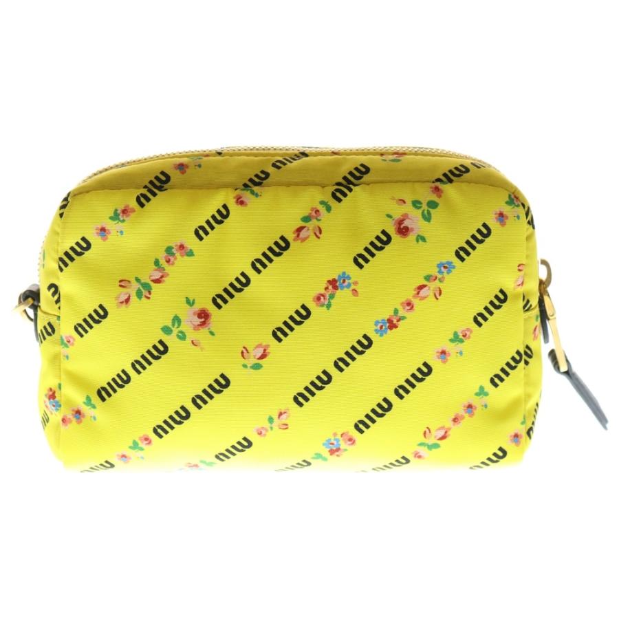 miumiu ミュウミュウ ロゴプレート フラワー柄 ナイロン レザー ポーチ