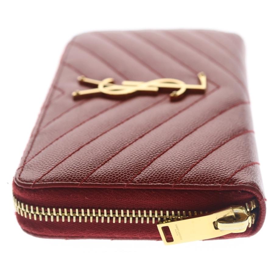 SAINT LAURENT カサンドラ レザー ラウンドファスナー 長財布 サンローラン Vステッチ 長財布 カサンドラ ラウンドファスナー YSL 黒