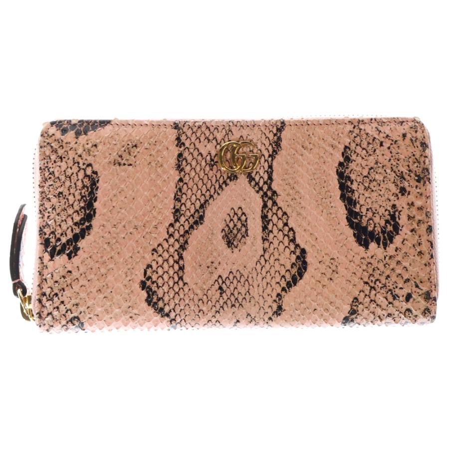 GUCCI グッチ GGマーモント ラウンドファスナー ピンク パイソン  
